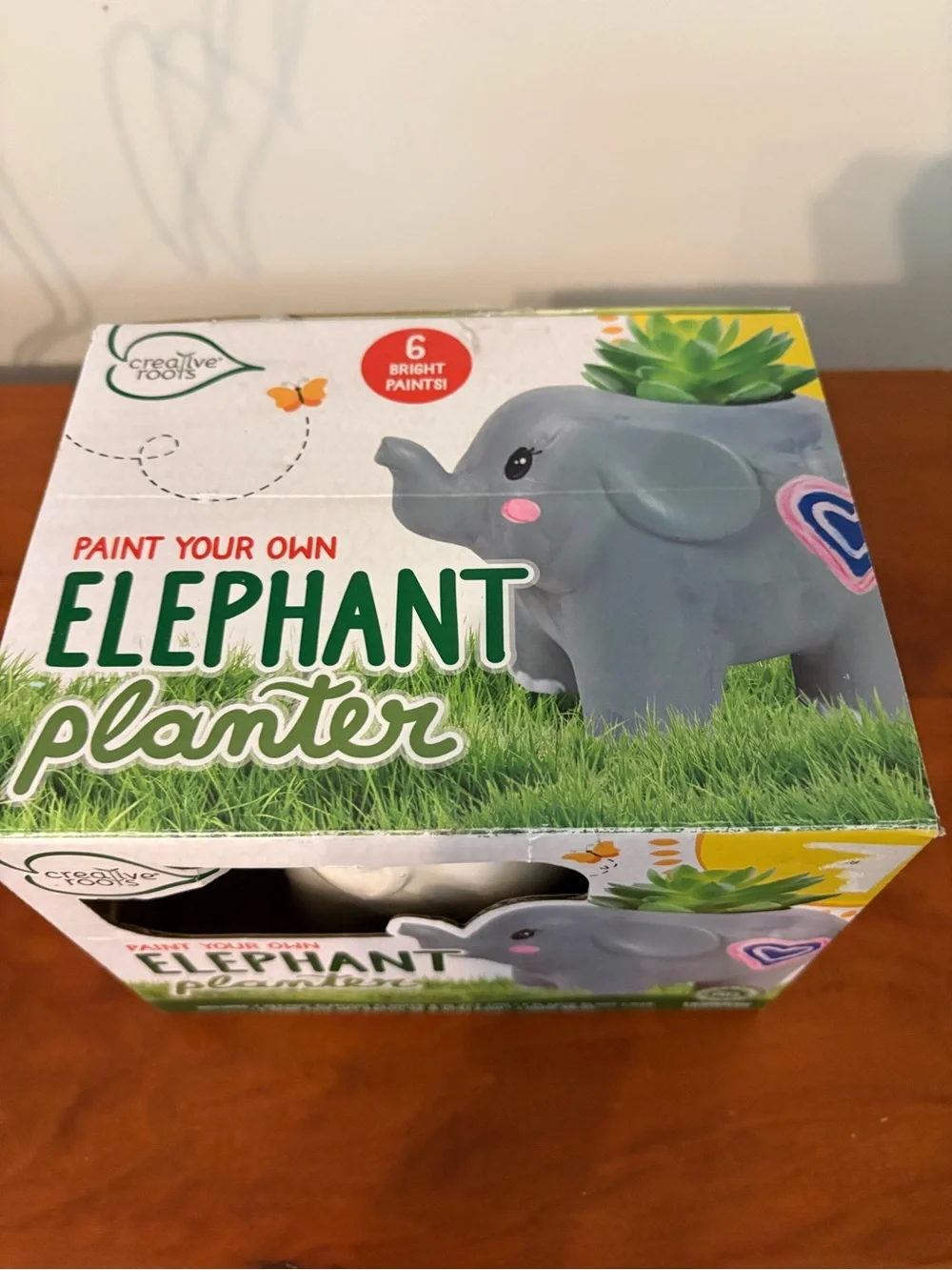 Creative Roots Paint Your Own Elephant Planter Ceramic Craft Kit NIB